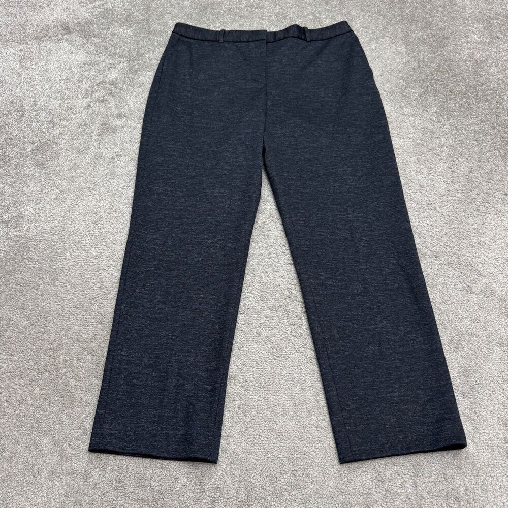 DKNY Ultra Stretch Straight Leg Dress Pants Womens 14 Navy Blue Melange Trouser